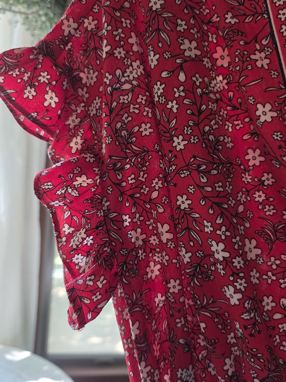 Max Studio Red Floral Wrap Blouse - Picture 3 of 5